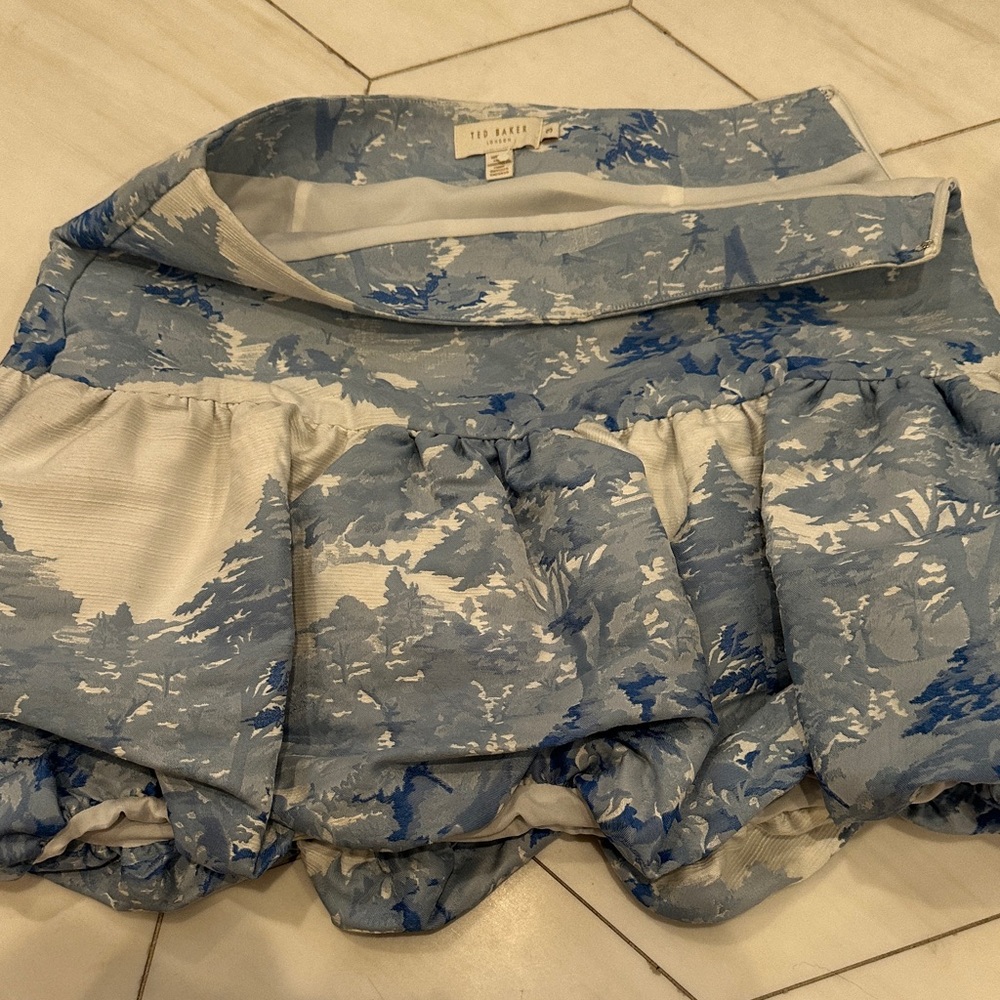 Ted Baker Blue and White Mini Skirt